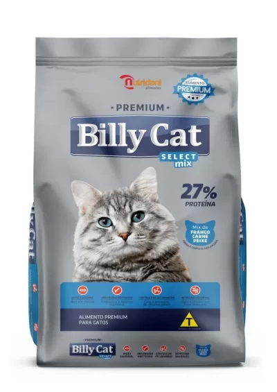 Ração Billy Cat Select Mix Frango Carne Peixe, 15Kg