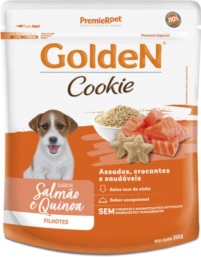 Biscoito Cookie Golden Sabor Salmão e Quinoa Para Cães Filhotes 350g