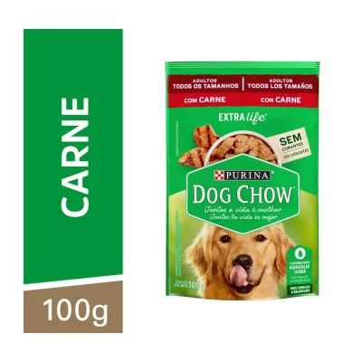 Ração Úmida Dog Chow Sabor Carne para Cães Adultos - 100g