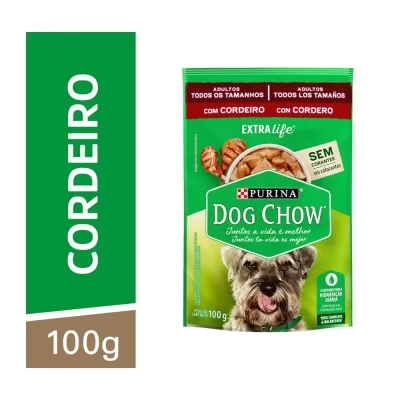 Ração Úmida Nestlé Purina Dog Chow para Cães Adultos Sabor Cordeiro 100g