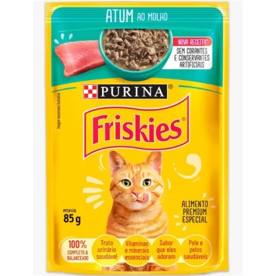 Ração Úmida Friskies Sachê para Gatos Adultos Sabor Atum ao Molho 85g