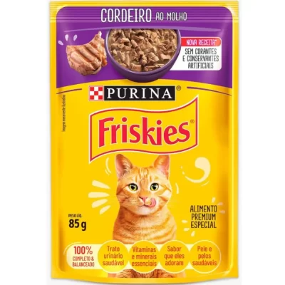 Ração Úmida Friskies Sachê para Gatos Adultos Sabor Cordeiro 85g