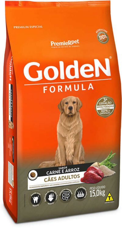 Ração Golden Fórmula Sabor Carne e Arroz para Cães Adultos 15kg