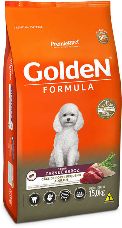 Ração Golden Fórmula Mini Bits Sabor Carne e Arroz Para Cães Adultos 15kg