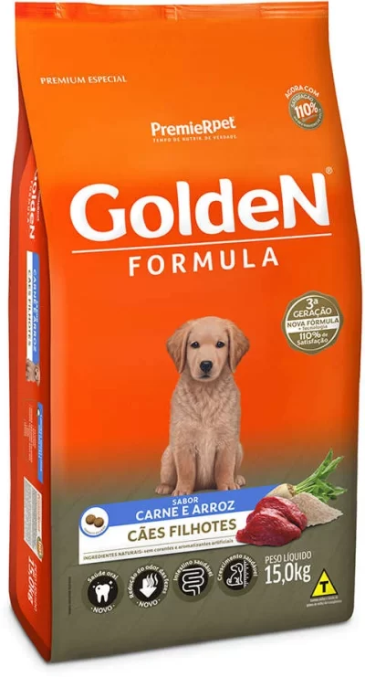 Ração Golden Formula Sabor Carne e Arroz Para Cães Filhotes 15kg