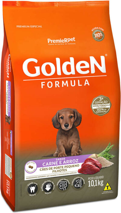 Ração Golden Fórmula Sabor Carne e Arroz Para Cães Filhotes Mini Bits 10,1kg