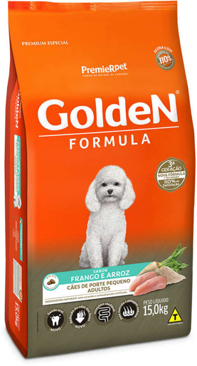 Ração Golden Fórmula Mini Bits Sabor Frango e Arroz para Cães Adultos 15kg