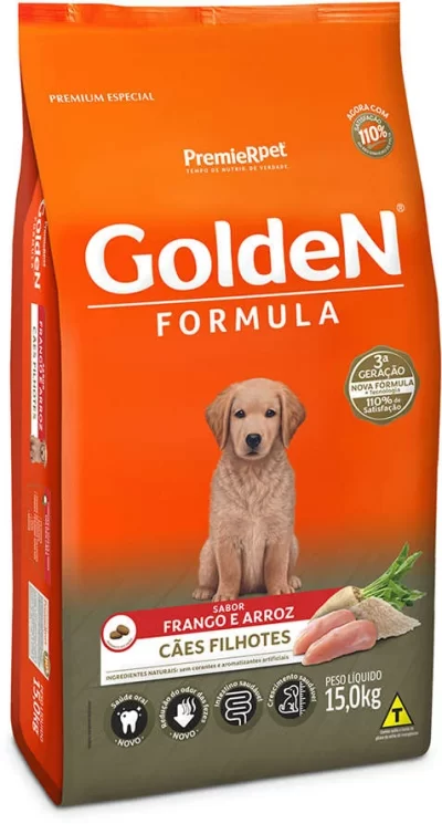 Ração GoldeN Fórmula Sabor Frango e Arroz Para Cães Filhotes 15kg