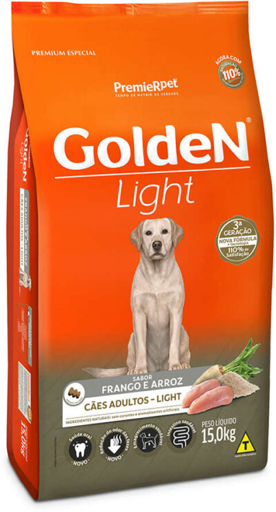 Ração Golden Light Sabor Frango e Arroz Para Cães Adultos 15kg