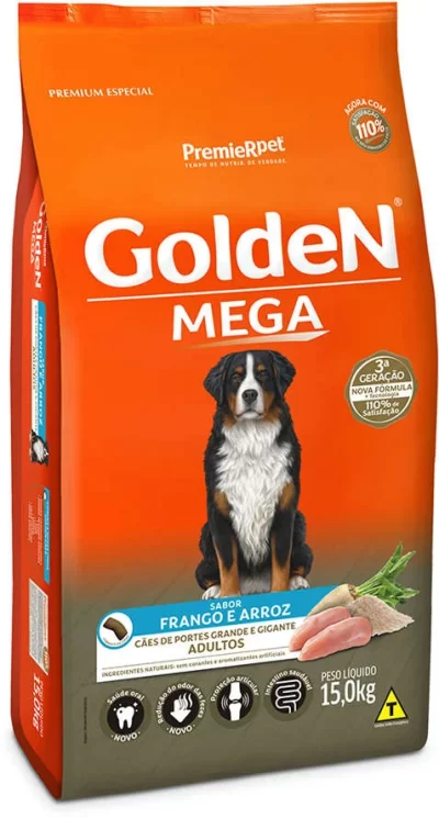 Ração Golden Mega Sabor Frango e arroz Para Cães Adultos 15kg