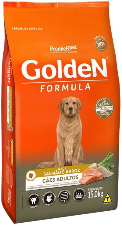 Ração Golden Cães Adultos Salmão e Arroz 15 Kg