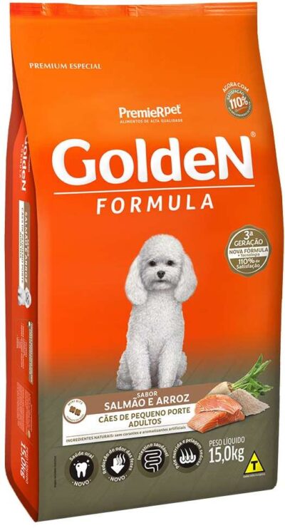 Ração Golden Sabor Salmão e Arroz Para Cães Adultos Mini Bits 15kg