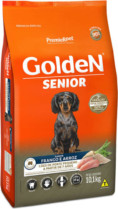 Ração GoldeN Fórmula Sabor Frango e Arroz Para Cães Sênior Mini Bits 10,1kg