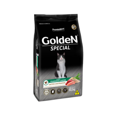 Ração Golden Special Gatos Adultos Castrados Frango e Carne 10,1Kg