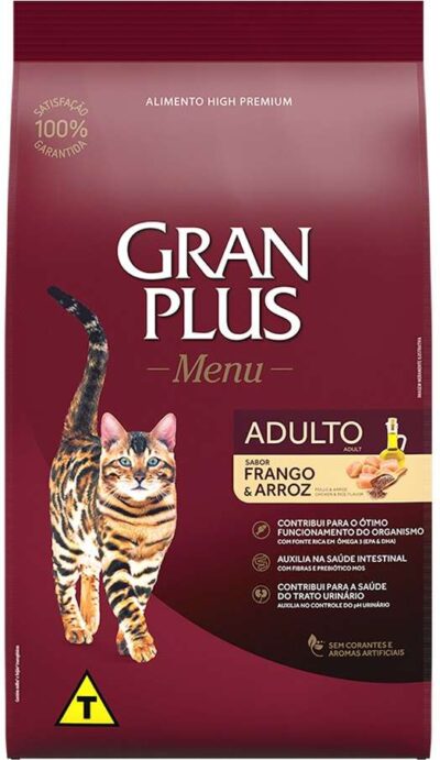 Ração GranPlus Menu Gato Adulto Frango e Arroz 10,1kg