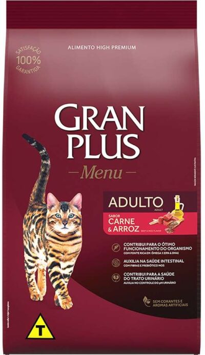 Ração GranPlus para Gatos Adultos Sabor Carne e Arroz 10,1kg