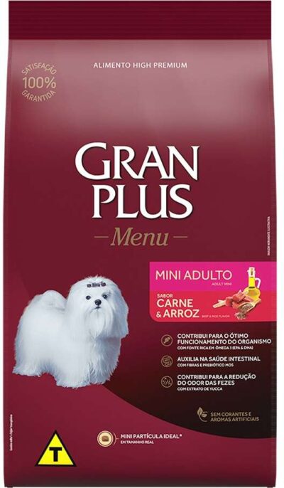 Ração GranPlus Menu Cão Adulto Mini Carne e Arroz 15Kg