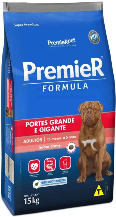 Ração PremieR Formula Cães Adultos Portes Grande e Gigante Sabor Carne 15Kg