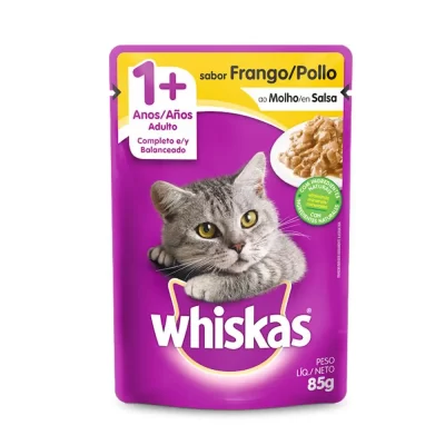 Ração Úmida Whiskas Sachê para Gatos Adultos Sabor Frango ao Molho 85g