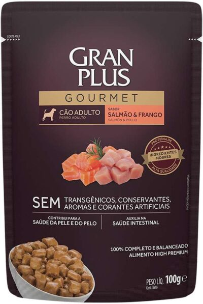 Ração Úmida GranPlus Gourmet Sachê Cão Adulto Salmão e Frango 100g