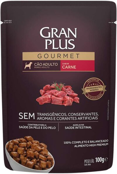 Ração Úmida GranPlus Gourmet Sachê Cão Adulto Carne 100g