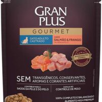 Ração Úmida Gran Plus Gourmet Sachê para Gatos Castrados Sabor Salmão e Frango 85g