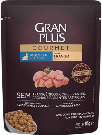 Ração Úmida Gran Plus Gatos Castrados Frango 85g