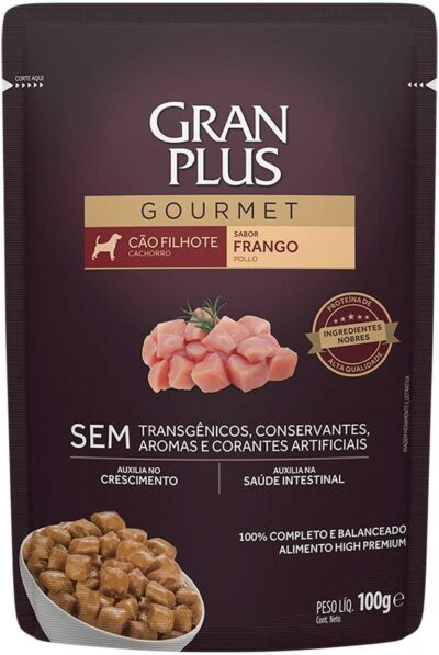 Ração Úmida GranPlus Gourmet Sachê Cão Filhote Frango 100g