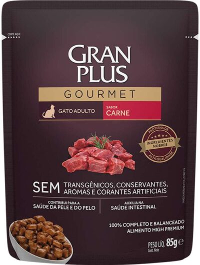 Ração Úmida GranPlus Sachê Gato Adulto Carne 85g