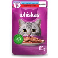 Ração Úmida Whiskas Sachê Carne ao Molho para Gatos Adultos Castrados 85g