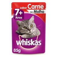 Ração Úmida Whiskas Sachê Carne ao Molho para Gatos Adultos Sênior 7+ Anos 85g