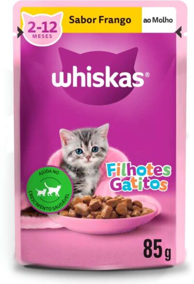 Ração Úmida Whiskas Sachê para Gatos Filhotes Sabor Frango ao Molho 85g