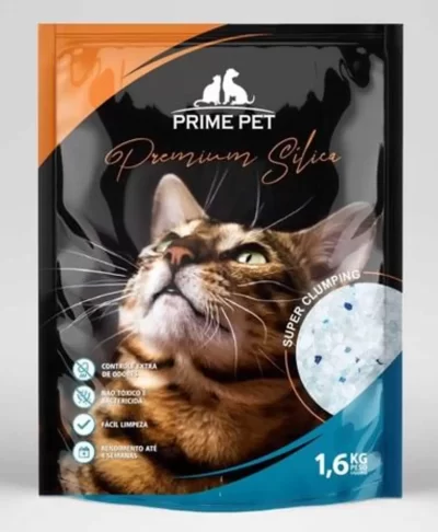 Areia Gatos Sílica Premium Para Gatos 1.6 Kg Prime Pet