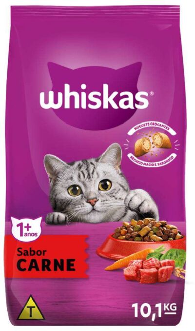 Ração Whiskas para Gatos Adultos Sabor Carne 10,1kg